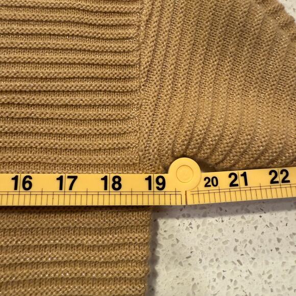 Nine West Brown Oversized Chunky Knit Sweater Women Medium Gold Shimmer Fall - Picture 7 of 8